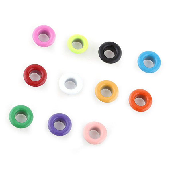 100 set 5mm metalliska scrapbooking-öljetter spänne läderhantverk klädtillbehör (blandad färg)