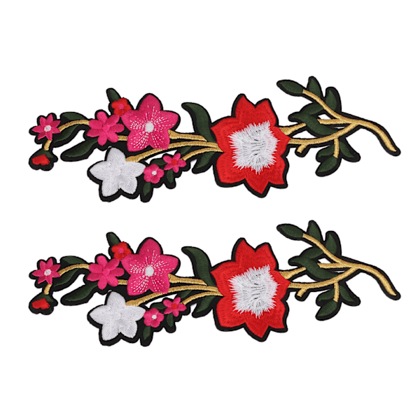Blomsterlapp 2 Blomster Sterke Farger Polyester Spesielt Mønster Brodert Lapp for Vesker Klær Skjørt SkoRød