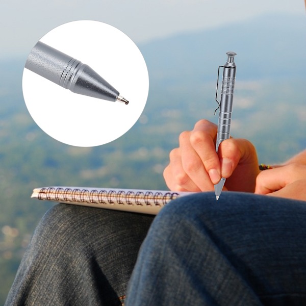 CNC Aluminium Automatisk Kuglepen Høj Hårdhed Signatur Pen Stationery Gave 0,5 mm Grå