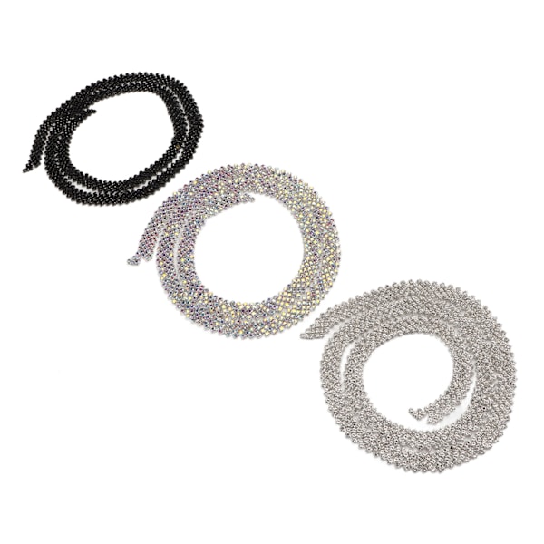 3 meter 5 rader Rhinestone Trim Glitrende Glitrende Vakre 3 Farger Rhinestone Kjeder Applikasjon for Bryllupsklær