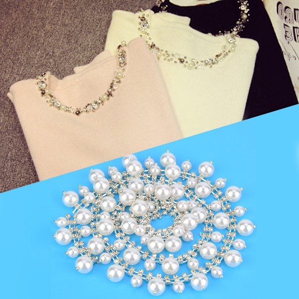 1 meter falsk perle kjede dobbel rad rhinestone sy på applikasjon DIY brudekjole klær trim