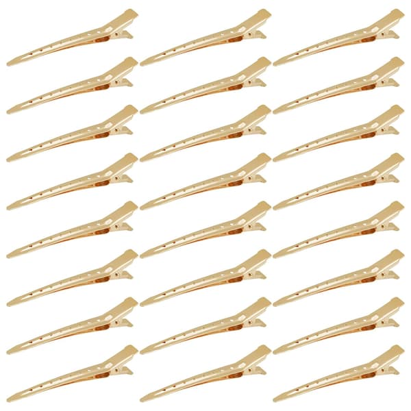 24 pakker med andebillklips, 3,35 tommer rustfrie metallklips med hull for hårstyling, hårfarging Gold