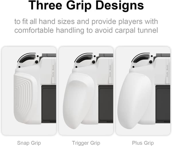NeoGrip Bundle: Ett ergonomiskt grepphårt skal med utbytbara grepp [för att passa alla handstorlekar] för Nintendo Switch OLED och vanlig modell