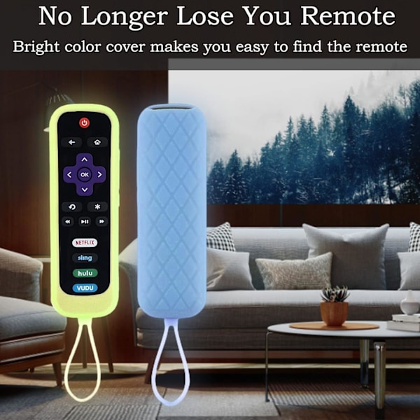 Fjärrkontrollskydd för Roku | 2-pack silikon universal skyddande kontrollfodral för Hisense Roku TV-fjärrkontroll | Onn Roku TV | Roku Streaming Stick | Roku E