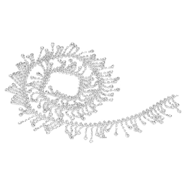Rhinestone Fringe 1 Yard Elegant Style Highly Durable Exquisite Glossy Eco Friendly Rustproof Widely Used Rhinestone TrimOblique Circular Rhinestone
