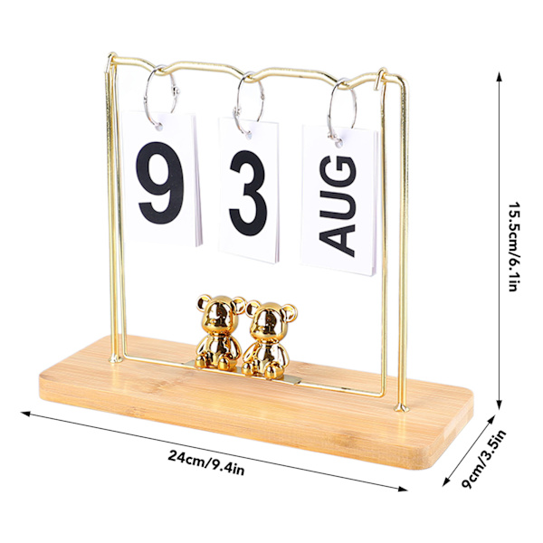Karhuinen puinen metallipyöräkalenteri Päivittäinen pyöräkalenteri Uudelleenkäytettävä ikuinen kalenteri Työpöydän pyöräkalenteri toimistoon asuntolaan Color Swing