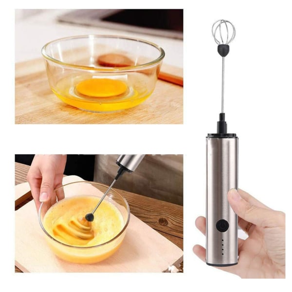 Mini elektrisk pisker - Multifunktionel USB genopladelig 3 hastigheder justerbar trådløs elektrisk æggepisker til æg, kaffe og mælk