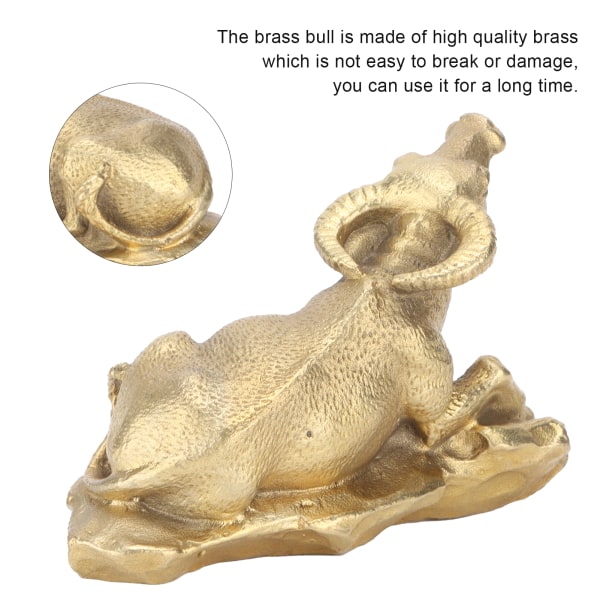 Messingtyr Ornamental Oksen Liggende Stilling Statue Wall Street Tyr Med Base til Te Kæledyr Lille Håndværk Dekoration
