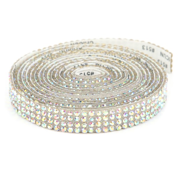 Rhinestone-nauha 4 riviä itseliimautuvia riisinauhoja, kimaltelevia bling-hartsiliuskoja kodin koristeluun, AB-väri