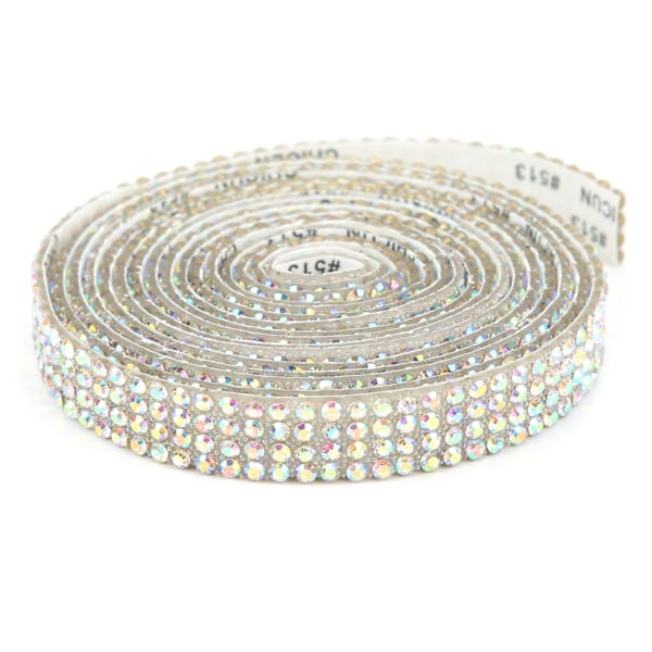 Rhinestoneband med 4 rader självhäftande rispärlor, glittrande bling-hartsremsa för hemdekorationer AB-färg