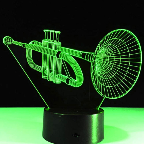 3D Musikinstrument Trumpet Nattljus Touch Switch Deco