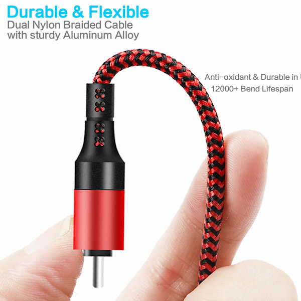 Multiladdningskabel (3-pack, 1,2 m) 6 i 1 USB A/C till USB C/Micro USB/i-P-kontakt Flera laddningskablar för mobiltelefon/IP/Galaxy/PS/iPads och mer