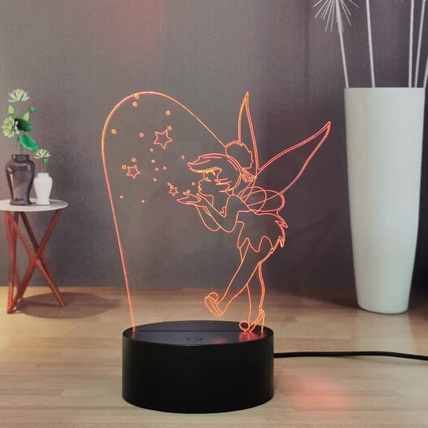 Tinker Bell 3D Nattlampe, Tinkerbell-lampe for barn/gutter