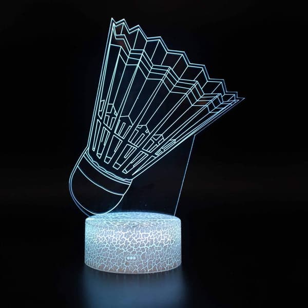 3D Illusjon Badminton Shuttlecock Nattlampe 7 Farger C