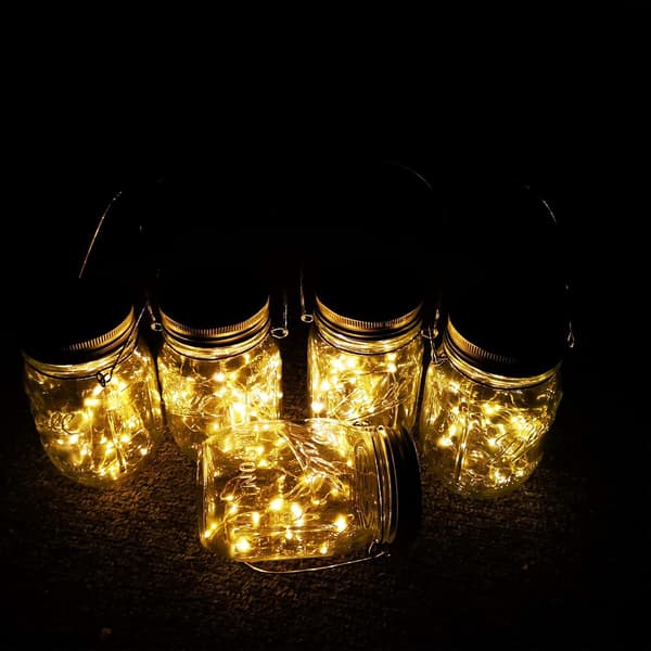 Solcellslyktor Mason Jar Hängande Ljus, 4 Pack 30 LED-lampor