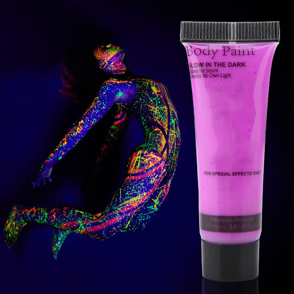 10ml ansikts- och kroppsmålningsrör Tvättbar ritning Fluorescerande pigment för dansfest (lila)