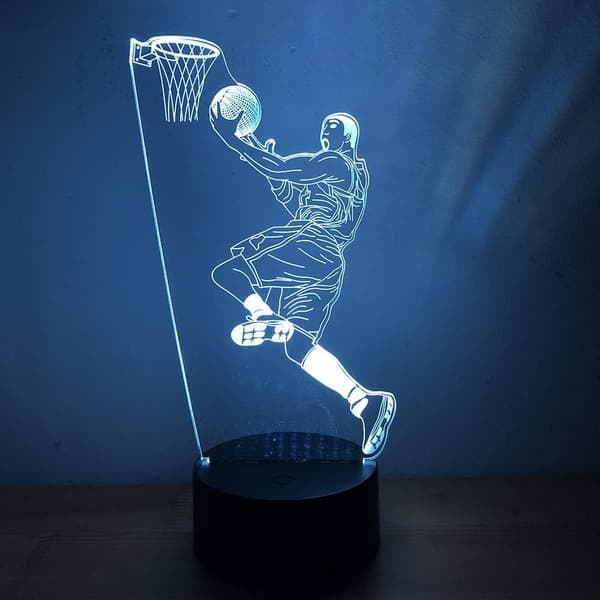 Basketball Slam Dunk 3D LED Natlampe 7 Farveskiftende Lampe