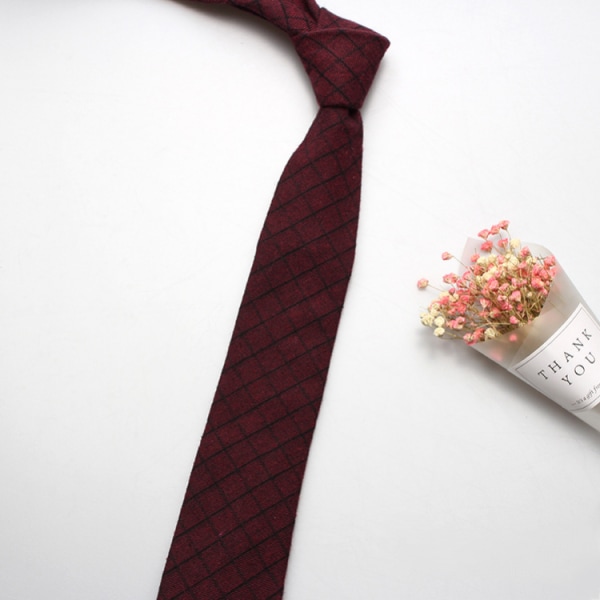 Herr bomull jacquard slips, rutig/randig slips tartan vävd ma