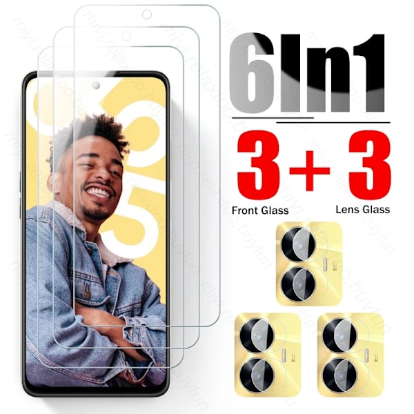 6 i 1 för Realme C55 4G Glass Kameraskyddsglas Relme Realmi C55 C 55 RMX3710 6.72\" Telefonskärmsskydd Härdat Glas