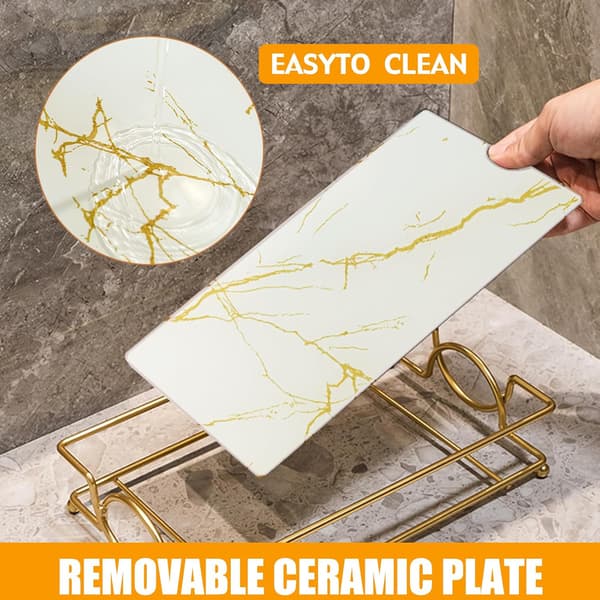 Platin Glas Vanity Bakke (Stor) - Luksus Organizer til Badeværelse, Soveværelse - Parfumer, Kosmetik Display Platinum-l