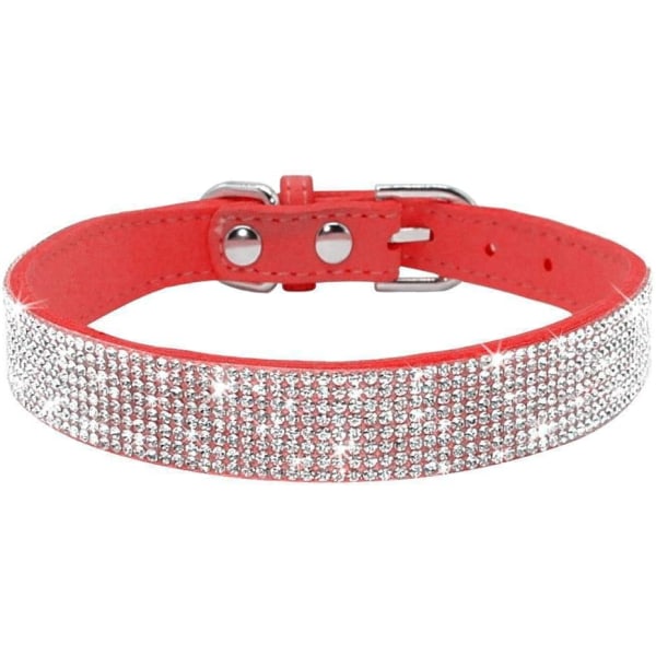 Rhinestone hundhalsband, söt bländande gnistrande mjuk mockaläder hund katt rhinestone krage kristall diamant husdjur hund valp krage (röd, XS) Red XS