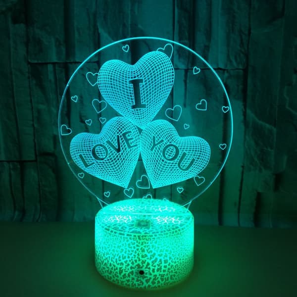 JEG ELSKER DIG Natlampe, 3D Illusionslampe, 7 Farver Skiftende