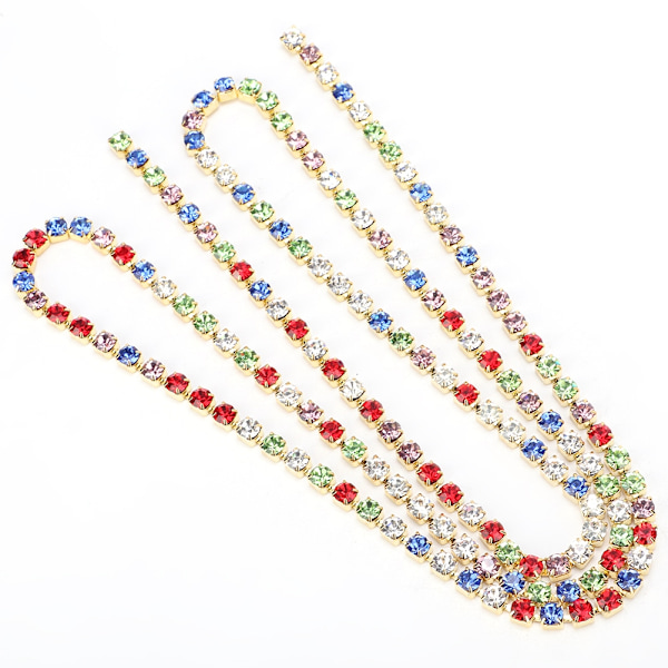 3A 5mm Tsjekkisk Rhinestone Cup Chain Mix Farge Claw Chain DIY Smykker Dekorasjon Tilbehør Gull