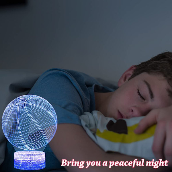 Basketball nattlys, 3D LED illusjonslampe med fjernkontroll