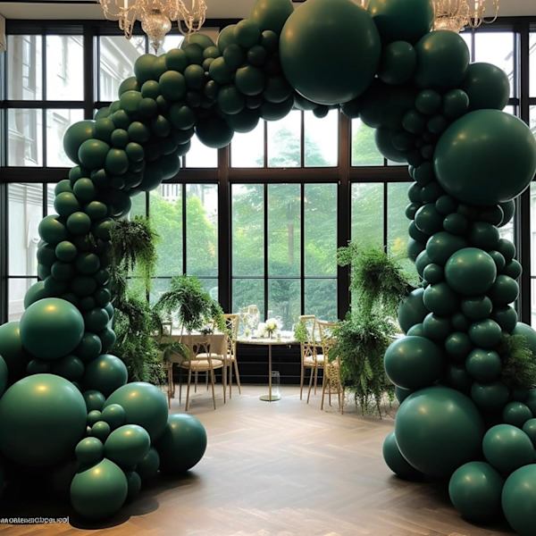 130 stk. mørkegrønne balloner i forskellige størrelser 18\" 12\" 10\" 5\" ballonbue guirlande sæt perfekt til fødselsdagsfest, dimission, babyshower, bryllup, dekoration Dark Green