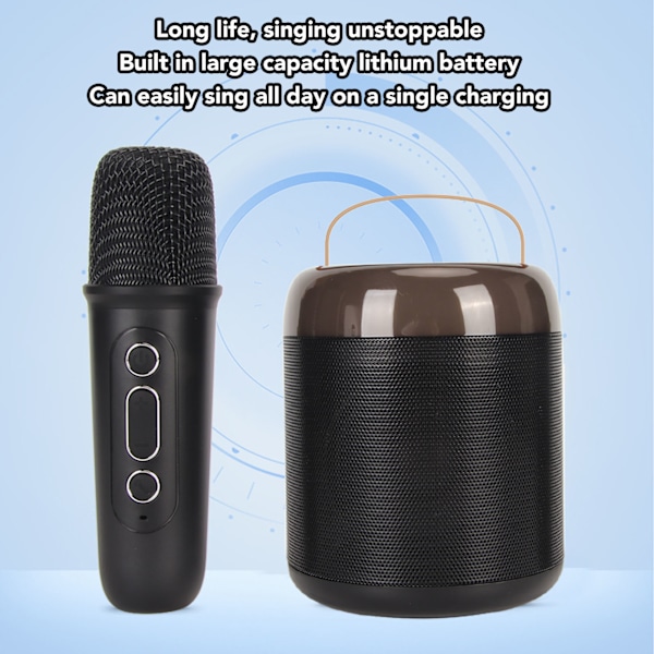 Trådløse karaokehøyttalere RGB-lys Bluetooth 5.3-høyttaler med 2 trådløse mikrofoner Bærbar karaokemaskin for familiefest Black