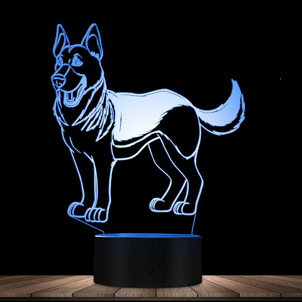 3D Varg Hund Nattljus Lampa Illusion Led 7 Färgförändring T
