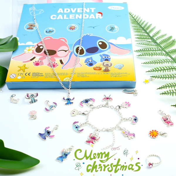 Julkalender 2024 för flickor pojkar med 24 dagars presentnedräkningskalender Blind Box DIY Creative Charm Hänge Armband Halsband för barn