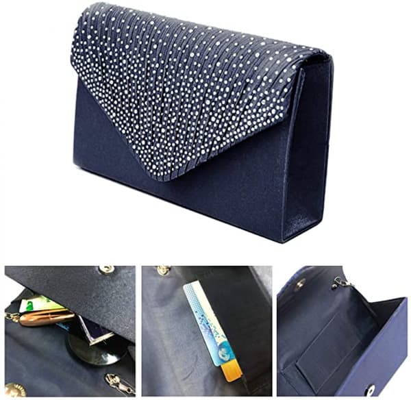 AVEKI Dame Aften Håndtasker Brude Bryllup Taske Håndtaske, Navy Blå