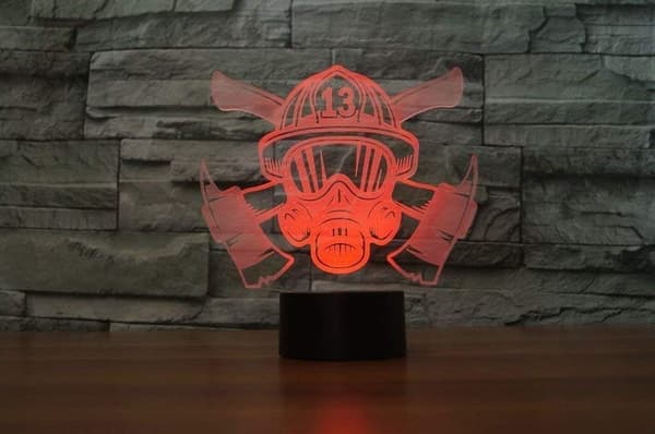 3D Brandmand Maske Natlampe LED Touch Switch Borddekoration