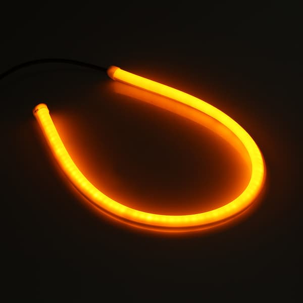 2*30cm Bil 12V Fleksibel Myk Rørguide LED-stripe DRL-lys Blinklys Blå&Gul