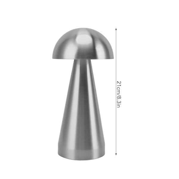 Sienimuotoinen pöytävalaisin 3 värilämpötilaa LED himmennettävä johdoton USB-ladattava moderni yöpöytävalaisin makuuhuoneeseen olohuoneeseen Silver
