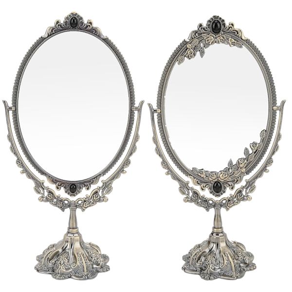 SminkeSpeil EuropeiskStil Metall Retro Dobbeltsidig Speil for Bad Soverom Dressing Bronse Large