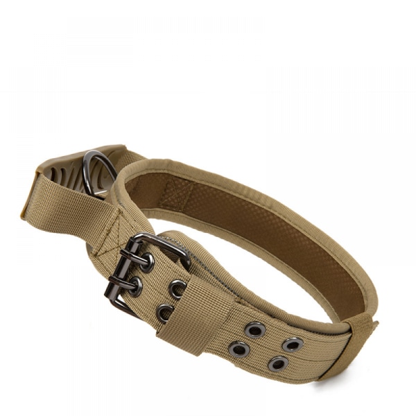 Hundhalsband med handtag-taktisk halsband för Small Medium Larg Brown M