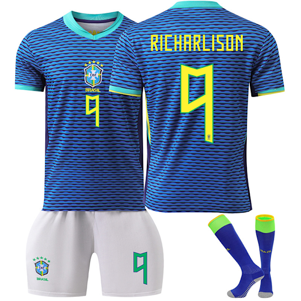 UEFA Euro 2024 Brasilien bortaställ barn fotbollströja No.9 Richarlison XS