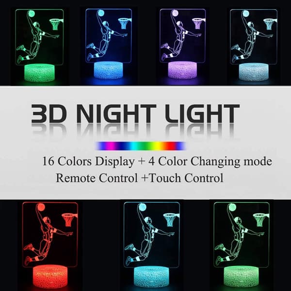 3D Natlampe Basketball Skydende Cool Pose Dunk Star Elsker