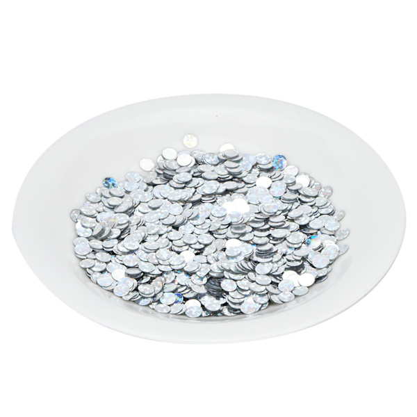 50G DIY PVC Inga hål cirkulära paljetter scen bröllop kläder tillbehör (laser silver 2mm)