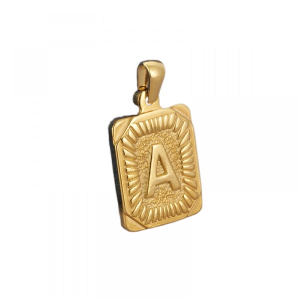 18K Guldpläterad Initial Halsband, Kvadratisk Bokstav