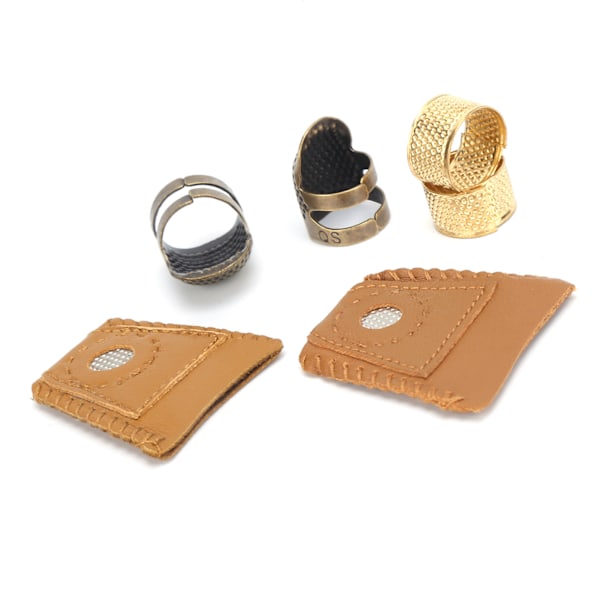 Sytråd Fingerbøll i Messing Gjenbrukbar Holdbar Metall Fingerbeskyttere for Søm Retro Håndarbeid