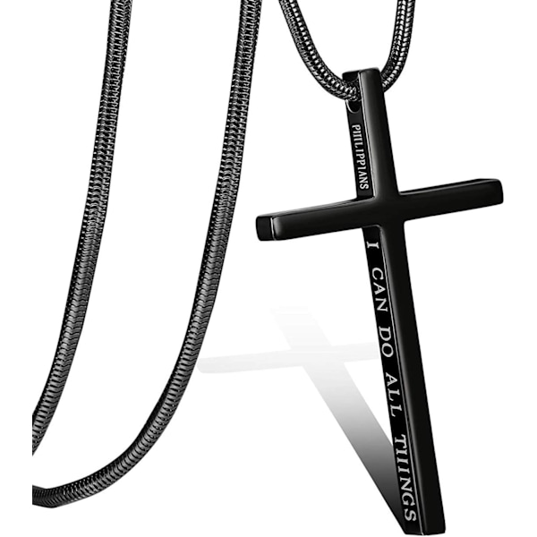 Ristiriipus miehille Ristiriipus VOIMAA Raamatun jae Ruostumattomasta teräksestä valmistettu kaulakoru Black Cross1