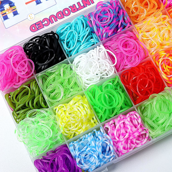 3600+ Gummistrikksett, Loom Gummistrikk Refillsett, Loom Armbåndsett DIY Lagingssett for Barn bursdagsgaver