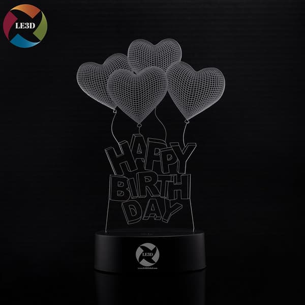 3D Optisk Illusions Natlampe - 7 LED Farveskiftende Lampe
