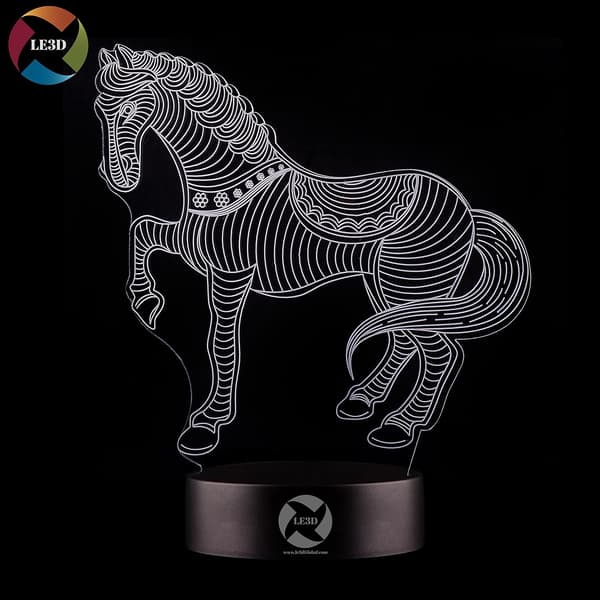 3D Optisk Illusions Natlampe - 7 LED Farveskiftende Lampe