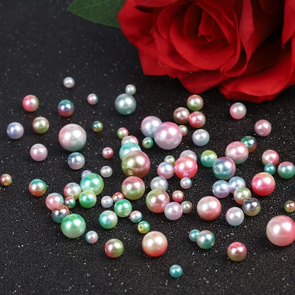 1890 delar av 24 rutnät sjöjungfru gradient regnbåge armband gör-det-själv-kit, 6 färger 4-10mm flerfärgade runda regnbågs pärlor för smyckestillverkning Rainbow Color