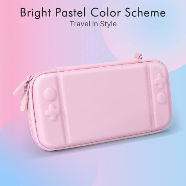 Bæreveske for Nintendo Switch OLED-modell 2021/Switch, lys rosa - Kawaii søt bærbar reiseveske, beskyttende oppbevaringsveske