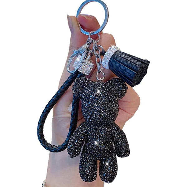 Flickor Fashionabla lyxiga diamantnalle hänge Key Chai black